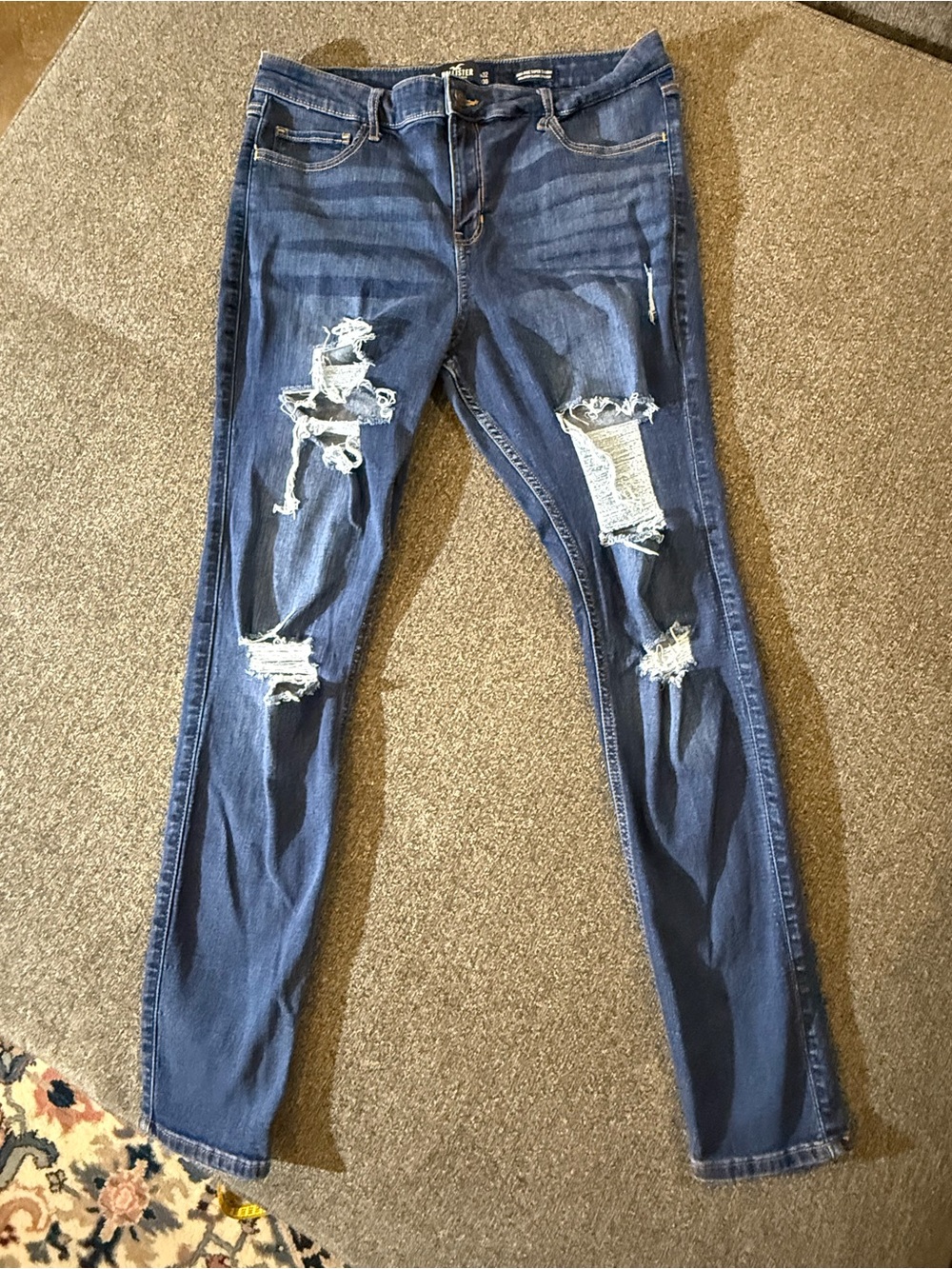 Hollister Distressed Skinny Jeans - Dark Blue